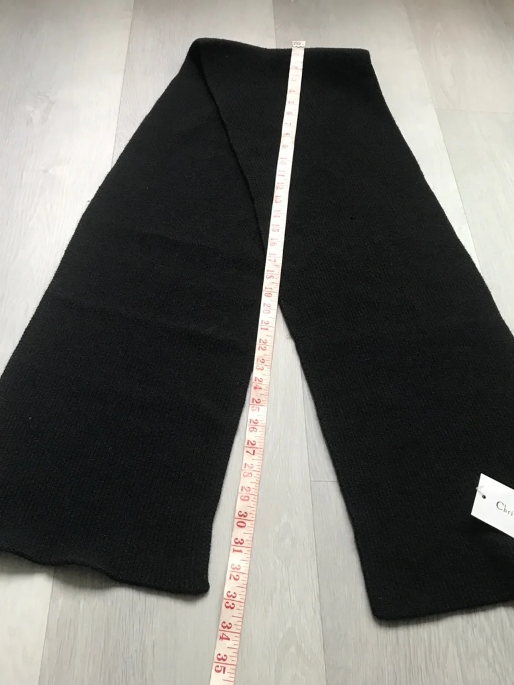 WOMENS BLACK WOOL SCARF RECTANGLE STONE 'DIOR' LOGO